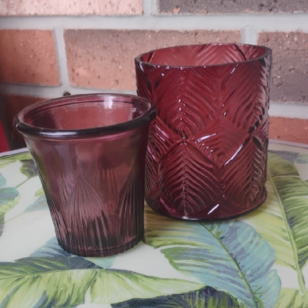 Glass Candle Holders - Deep Red